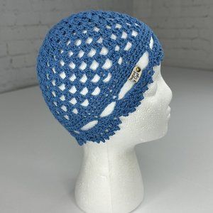 Handmade New Juliet Hobbii‎ Rainbow Indian Cotton Blue Knit Beanie- Adult S/M